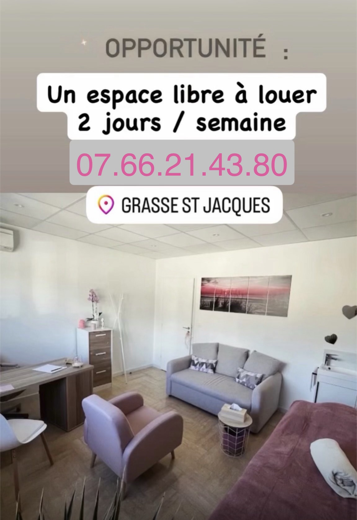 Partage de cabinet Grasse St Jacques dès 2026